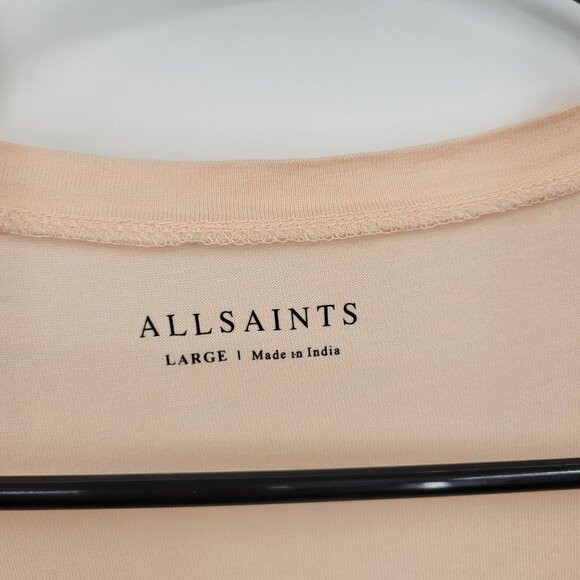 All Saints V-Neck Off-Shoulder Tee Lightweight Top Relaxed Fit Large Womens Pink - Picture 5 of 13
